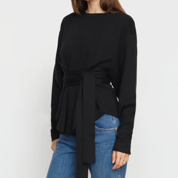 Modern Citizen Sweaters - Modern Citizen Nara Tie Front Sweater Knit Top Belted Black Long Sleeve Size Med